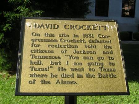 Davy Crockett Plaque in Jackson, Tennessee
