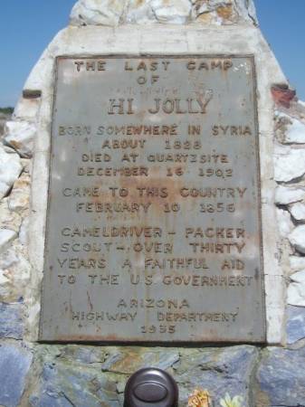Plaque at the Hi Jolly Monument in Quartzsite, Arizona