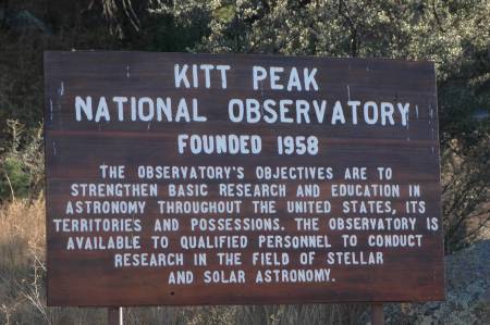 Sign at Kitt Peak National Observatory