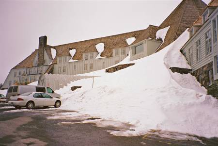 Timberline Lodge in the snow