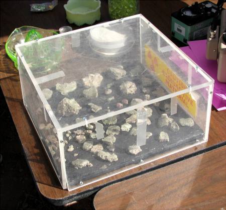 Pieces of trinitite on display
