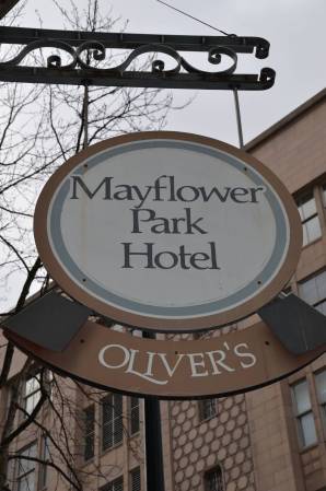 Sign for Mayflower Park Hotel