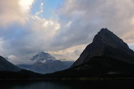 Sundown over Swiftcurrant Lake with Grinnell Point, Glacier National Park, 
