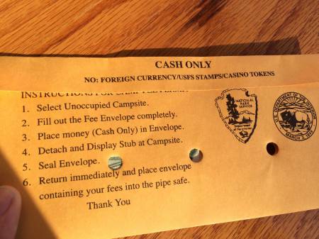 Boulder Beach camp envelope