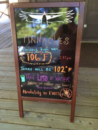 Pinnacles NP Temp board
