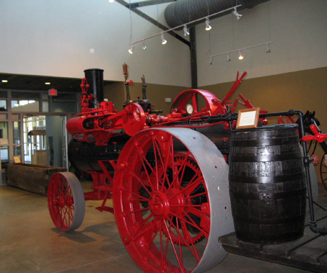 Early farming equipment, steam engine tractor