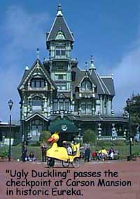 "Ugly Duckling passes a checkpoint in Eureka